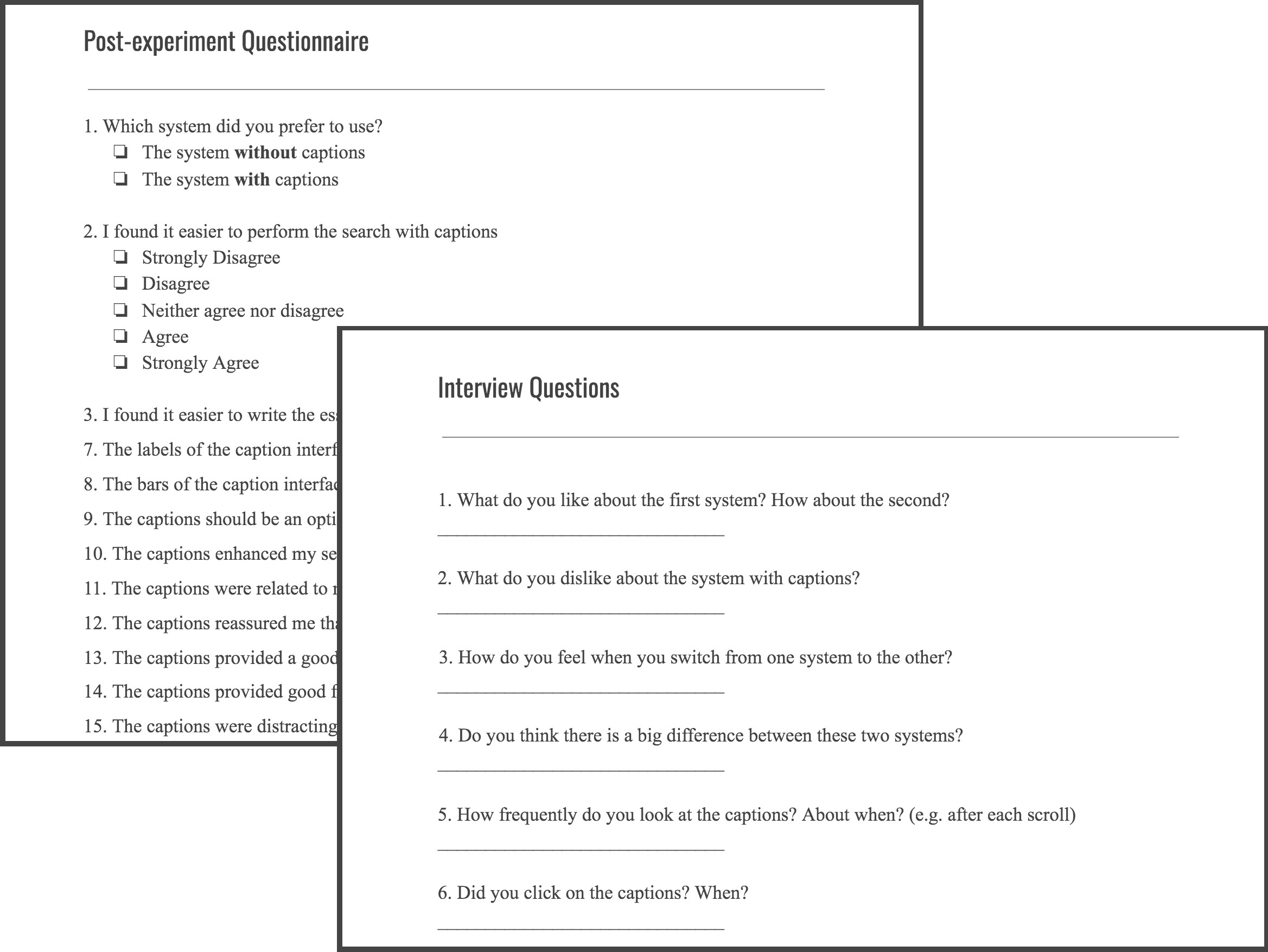 A glance of the questionnaire and interview script